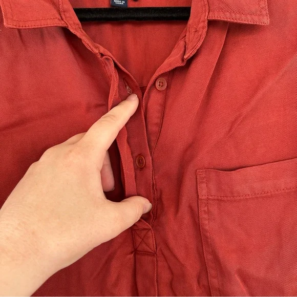 NWT GAP Chili Oil Red Midi T-Shirt Dress with Front Chest Pocket Size Large - Picture 5 of 6